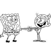 Coloriage Lincoln Loud avec Bob l'&eacute;ponge