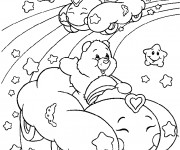 Coloriage Bisounours conduisent des voitures