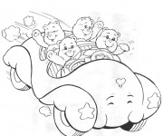Coloriage Bisounours conduisent une voiture