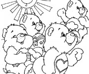 Coloriage et dessins gratuit Bisounours contents à imprimer