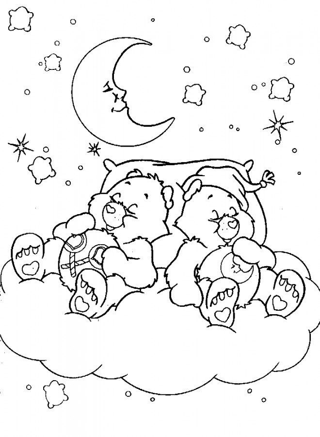 Coloriage Bisounours dorment dessin gratuit à imprimer