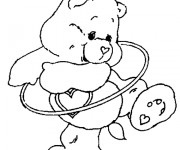 Coloriage Bisounours joue avec cerceau