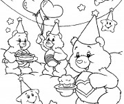 Coloriage Bisounours mangent des desserts