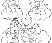 Coloriage Bisounours tiennent des ballons