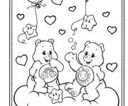 Coloriage Carte postale de Bisounours