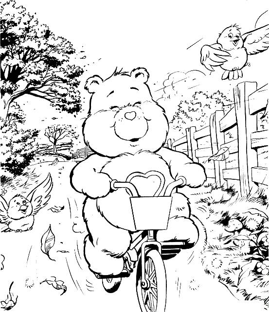 Coloriage et dessins gratuits L'ourson à vélo à imprimer