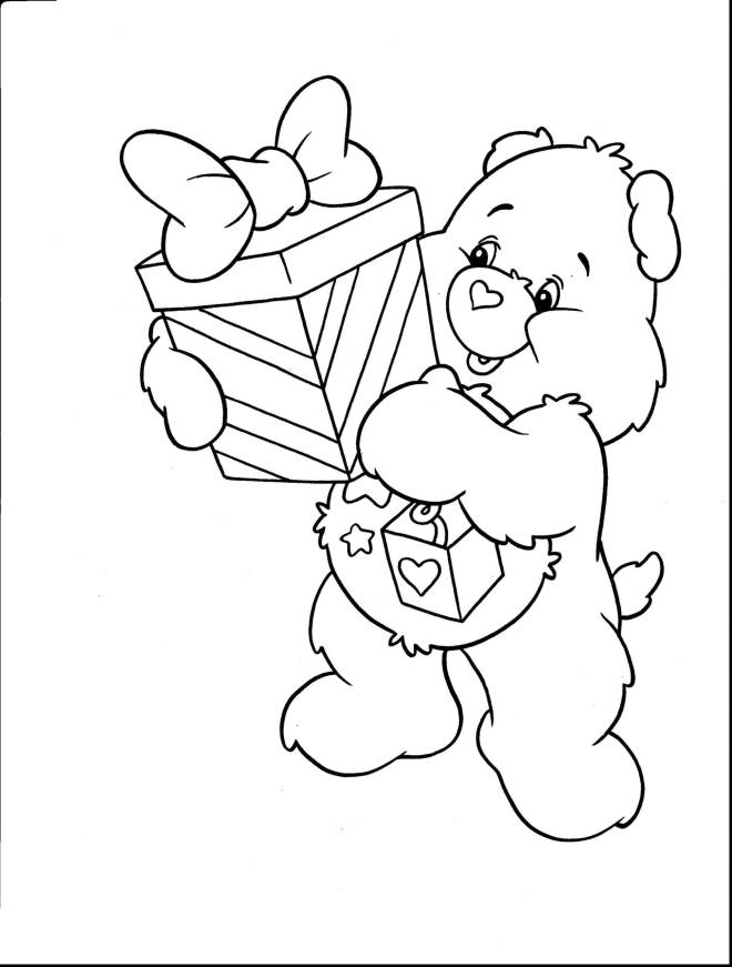 Coloriage et dessins gratuits L'ourson reçoit un cadeau d'anniversaire à imprimer