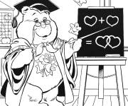 Coloriage Le professeur Bisounours et le thème d'amour