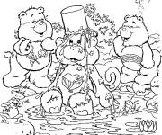 Coloriage Les care Bears s'amusent dans l'eau