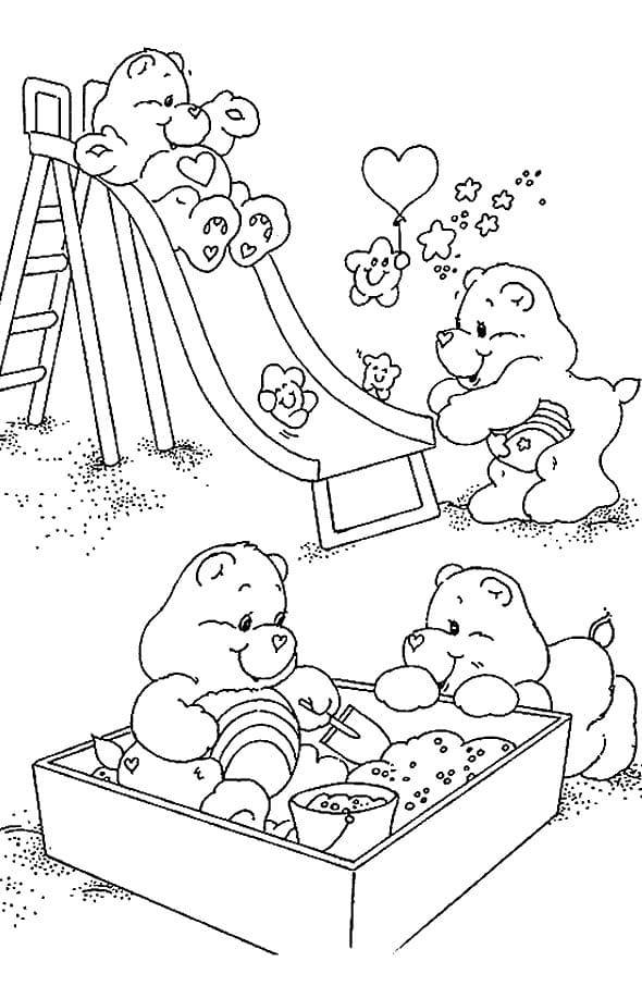 Coloriage et dessins gratuits Les oursons s'amusent dans le parc à imprimer