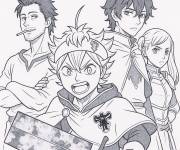 Coloriage Asta avec ses co&eacute;quipier de Black Clover
