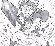 Coloriage Asta en plein combat de Black Clover