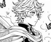 Coloriage Black Clover tr&egrave;fle noir anime