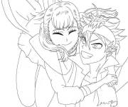Coloriage Couple de Black Clover Noel Silver et Asta