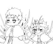 Coloriage et dessins gratuit Deux h&eacute;ros de Black Clover chibi à imprimer
