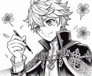 Coloriage Figure de Black Clover avec crayon de couleur