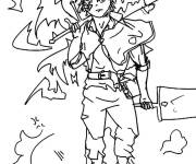 Coloriage Personnage de Black Clover en feu
