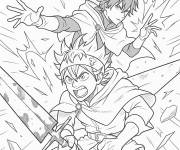 Coloriage Yuno et Asta en action