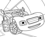 Coloriage AJ conduisant la voiture de course Blaze