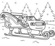 Coloriage AJ et sledge Blaze avec le p&egrave;re No&euml;l