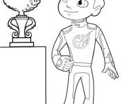 Coloriage AJ Pilote de Blaze avec le troph&eacute;e