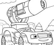 Coloriage Blaze faisant fondre des boules de glace