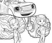 Coloriage Voiture Blaze et pilotes Gabby et Aj