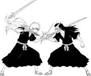 Coloriage Bataille d'ichigo et de byakuya dans Bleach