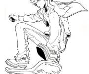 Coloriage Bleach et skateboard