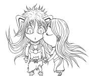 Coloriage Chibi d'Ichihime et le baiser