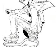 Coloriage Ichi-Nii sur skateboard