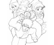 Coloriage Ichigo, Rukia et Orihime de Bleach pour Noel
