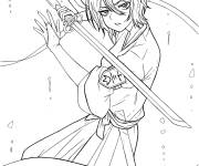 Coloriage Kuchiki Rukia pr&ecirc;te pour attaquer
