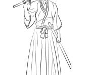 Coloriage et dessins gratuit Renji abarai tenant son arme à imprimer