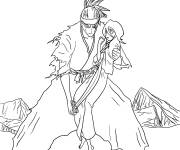 Coloriage et dessins gratuit Renji sauvant Rukia à imprimer