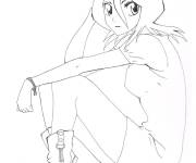 Coloriage Rukia Kuchiki assise