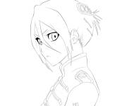 Coloriage Rukia Kuchiki facile de Bleach