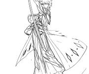 Coloriage Toshiro Hitsugaya avec son &eacute;p&eacute;e
