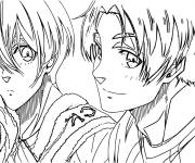 Coloriage Couple amoureux de l'anime Blue Lock