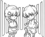 Coloriage et dessins gratuit Deux personnages chibi de l'anime Blue Lock à imprimer