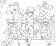 Coloriage Isagi, Bachira et Chigiri de Blue Lock en Action