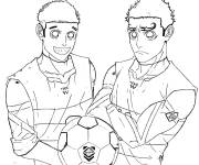 Coloriage Keisuke Wanima et Junichi Wanima de Blue Lock