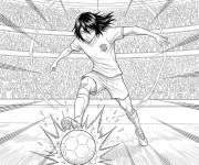 Coloriage Rin Itoshi en plein match de Blue Lock