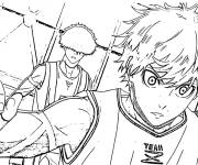 Coloriage Sc&egrave;ne de Yoichi Isagi et Ikki Niko de l'anime Blue Lock