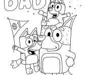 Coloriage Bingo, Bluey et leur papa