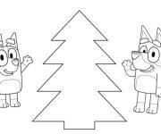 Coloriage Bingo et Bleuy préparent le sapin de Noel