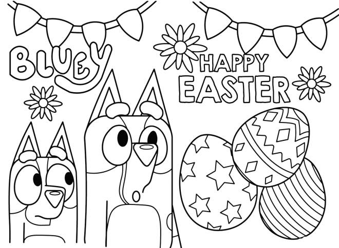 Imprimer Coloriage Bluey Et Bingo