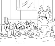 Coloriage Bluey et les petits chiots