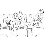 Coloriage Bluey et ses amis dans le cinéma
