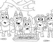 Coloriage Bluey et ses amis en jouant